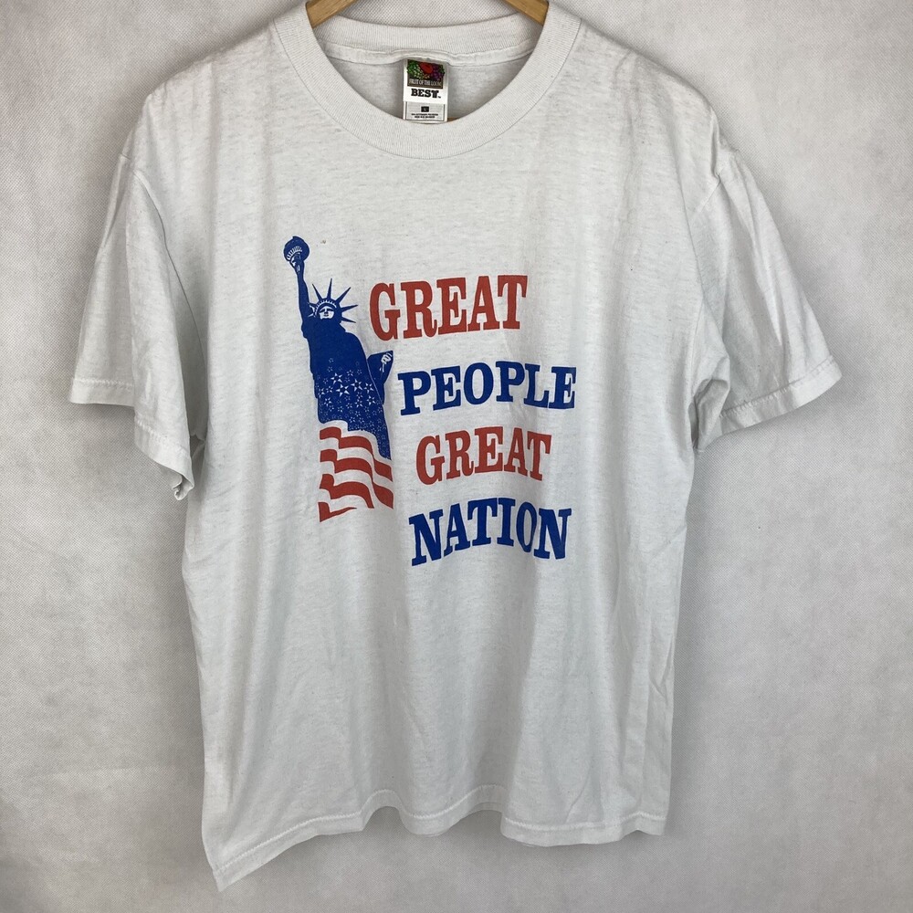 VTG 90s L Great People Nation Political Patriotic USA Liberty FOTL BEST TShirt